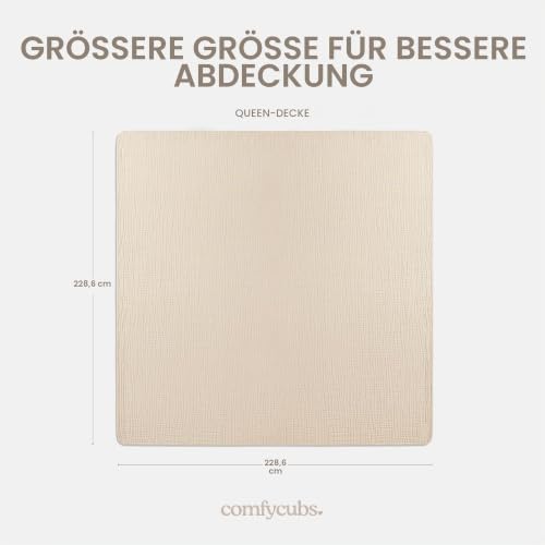 Musselin-Decke für Erwachsene, extra große Queen 90" x 90", 6-lagige kühlende Baumwollweichheit… – Ansicht 4