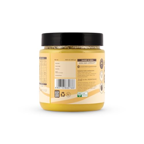 Image of Two Brothers Organic Farms Bharat ka Desi Ghee 500 ml | Danedaar Ghee made from Desi Gir Cow milk cream | Grass-fed Desi Gir Cows | Premium Desi Ghee | Handcrafted in Small Batches