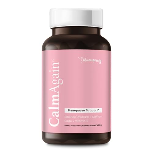 BB Company CalmAgain for Menopause Anxiousness Mood Balance for Women | Stay Calm Lower Cortisol Fewer Mood Swings | Siberian Rhubarb Sage Saffron | Menopause Relief | 30 Ct