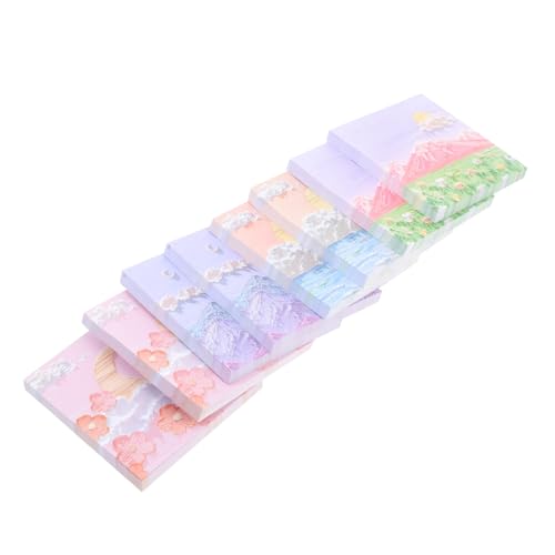 healvian 8個 風景油画立体便利付箋紙 冊 学生用携帯メモパッド 滑らかな書き心地 オフィスメッ用紙 記録とリマインダーに