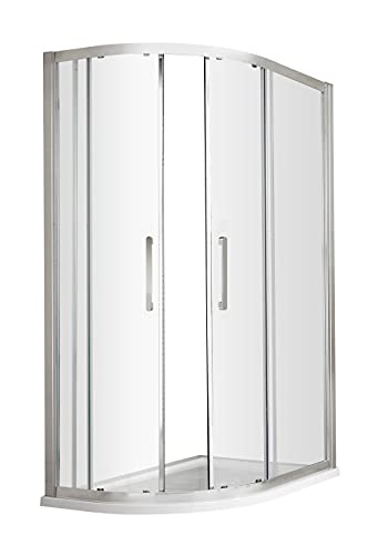 Hudson Reed M9080QH4 Apex Modern Bathroom EasyFit Offset Quadrant Shower Enclosure with 8mm Toughened Safety Glass and Round Handles, 900mm x 800mm, Polished Chrome