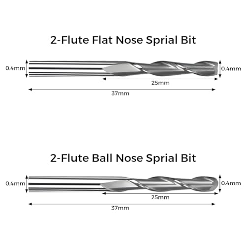 Jusnboir 40Pcs End Mills CNC Router Bits Kit 1/8" Shank, CNC Cutter Milling Carving Bit Set Including 2-Flute Flat Nose & Ball Nose End Mill, Titanium Coat End Mill, Nano Blue Coat End Mill - Image 6