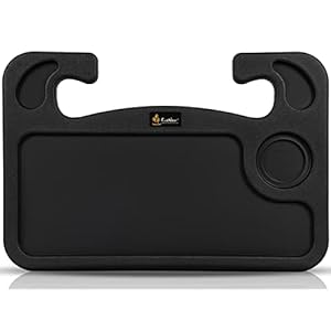 EcoNour Escritorio 2 en 1 para volante de automóvil | Bandeja para portátil con soporte para bolígrafo | Consola de escritorio para automóvil | Bandeja de alimentos para comer con soporte para bebidas