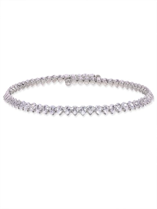 Rubans Rhodium Plated Crystal Zirconia Studded Statement Choker Necklace (B0D76Q2X7K) Amazon Price History, Amazon Price Tracker