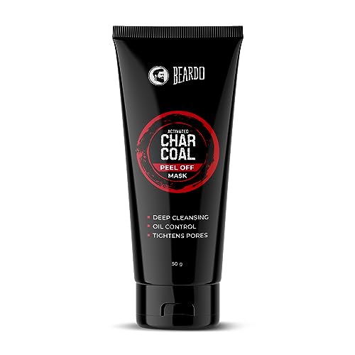 Beardo Activated Charcoal Peel Off Mask for Men, 50g | Charcoal Face Mask for Glowing Skin | Detoxing Facial Kit for Men | Peel Off Mask For Oily & Di