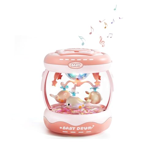 Image of Jovow Baby Light Up Musical Toys for 6-12 Months,Rotating Crawling Tummy Time Infant Toys for Toddler 12-18 Months,Early Learning Baby Toy Gifts for Babies 3-6 7 8 9 12-18 Month（Pink）