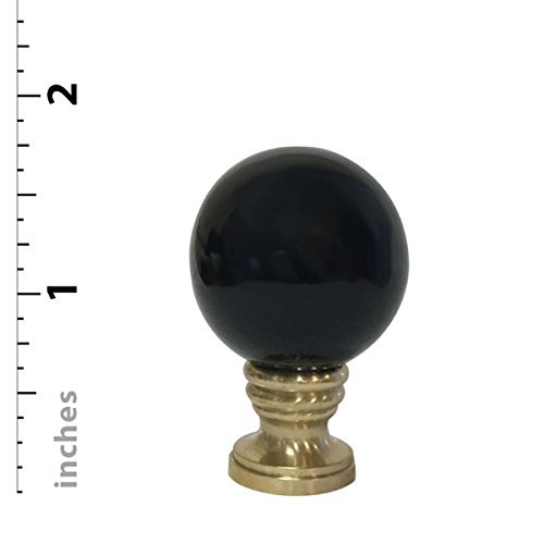 Image of Royal Designs Ceramic Sphere 1.75 inch Lamp Finial for Lamp Shade, Black, Polished Brass Base