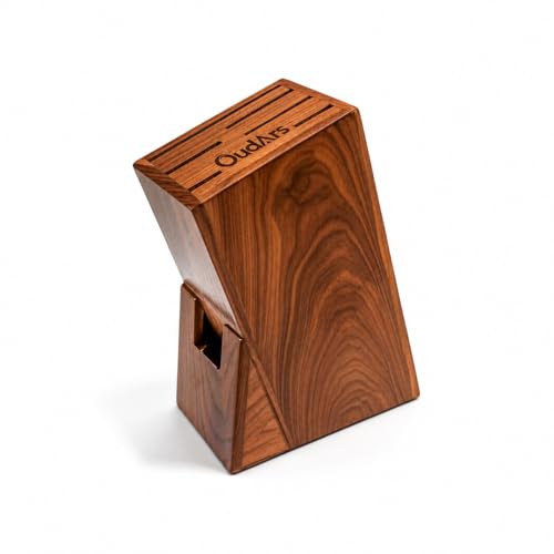 Image of Wood Knife Stand /Holder - Empty Wood Knife Box /Knife Organizer for Kitchen Cutlery, Scissors, and Spoons