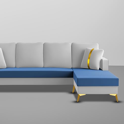 Image of Casaliving Mandis RHS 4 Seater L Shape Sofa Set for Living Room (Blue Grey Fabric) Premium Fabric Sofa