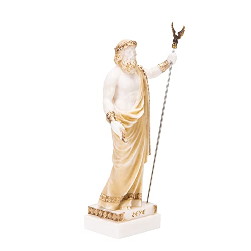 Estatua Zeus Dios Júpiter del Trueno 18 cm Alabastro Dorado miniatura 2