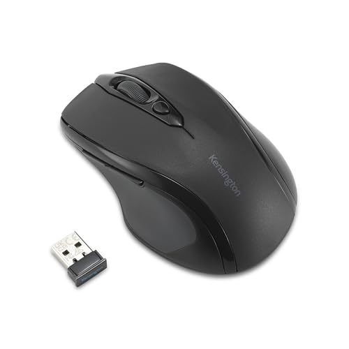 Kensington Souris sans Fil Pleine Taille Pro Fit - Design Ergonomique, Capteur Optique & Paramètres DPI réglables pour Ordinateurs Portables, PC, MacBook, Notebook - Noir (K72370EU)