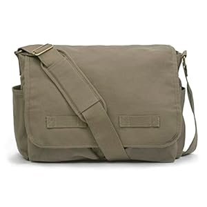 Classic Vintage Messenger Bag – Original Heavyweight Cotton Canvas Shoulder Bag with Upgraded Features