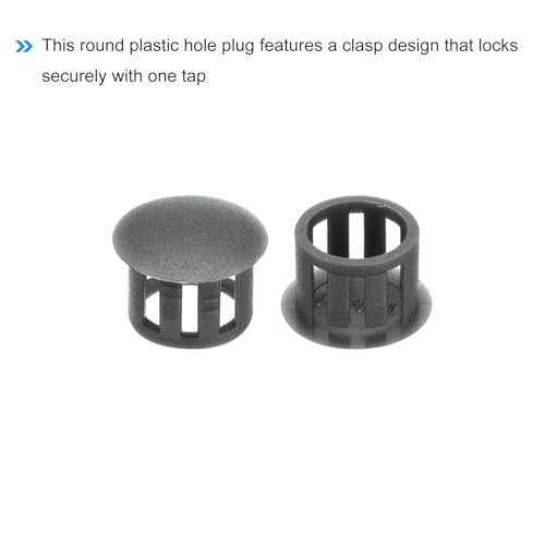 Image of MECCANIXITY 64PCS 12mm(1 /2 inch) Dark Grey Plastic Hole Plugs, Flush Type Panel Hole Plugs Insert End Caps for Locking Hole Tubes Furniture Cabinet