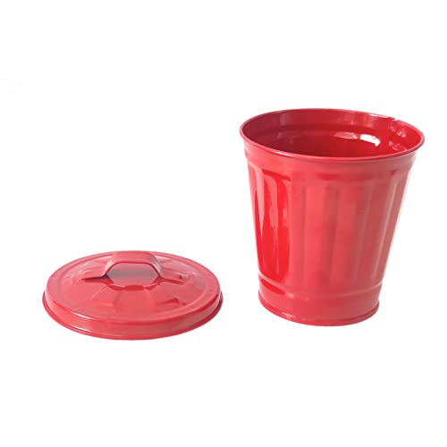 Image of Mini Trash can & Iron Garbage can Pencil Cup Holder 2pcs (Red)