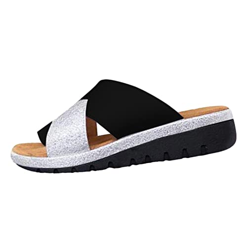 Summer Bunion Corrector Sandals Women, Open Toe, Black, 5.5