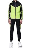  XRebel Kinder Junge Jogginganzug Sportanzug Modell W02 (Schwarz mit Neon Grün abgesetzt, Numeric_128)