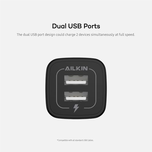 USB Wall Charger, AILKIN 2.1A Dual Port Portable Universal USB Wall Charger Adapter Box for iPhone 17 16 15 14 13 12 Mini Pro Max SE 11 XS Plus, Samsung Galaxy A04S A14 S22 S21, Google Pixel 7 7a 6 6a - Thumbnail 3