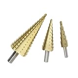 ZYNCUE Steel Step Cone Drill Bit Set,4-32mm/4-20mm/4-12mm Multi-Step Hole Cutter Metal,Wood,Plastic HSS Coated,Golden Finish