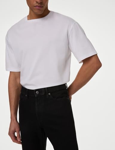 Image of Marks & Spencer Mens Light Wash Mid Rise Regular Fit Jeans