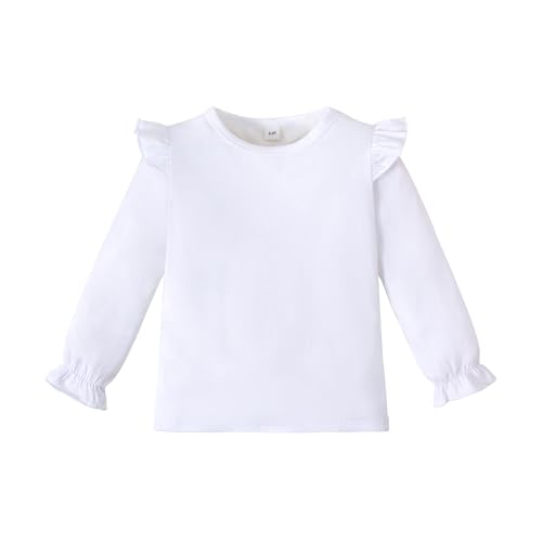 Image of LYSMuch Toddler Baby Girls Blouse Long Sleeve Ruffle Shirt Solid Top Clothes
