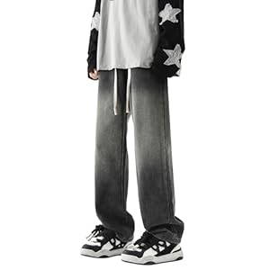 Men’s Wide Leg Jeans Elastic Waist Baggy Jeans Casual Drawstring Denim Pants Trousers www.denim.fit