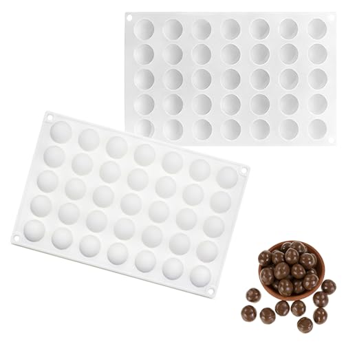 MINGBOLIN Moule Demi Sphere Silicone,Moule Silicone Demi Sphère 35 Cavités,Facile À Démouler,pour Chocolat,Bonbons,Glaçon Boules,Gelées,Pudding (2...