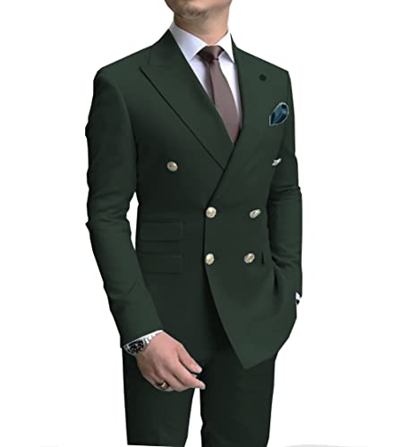 Men's Suit 2 Pieces Double-Breasted Formal Business Tuxedos Blazer Wedding Suit Notch Lapel