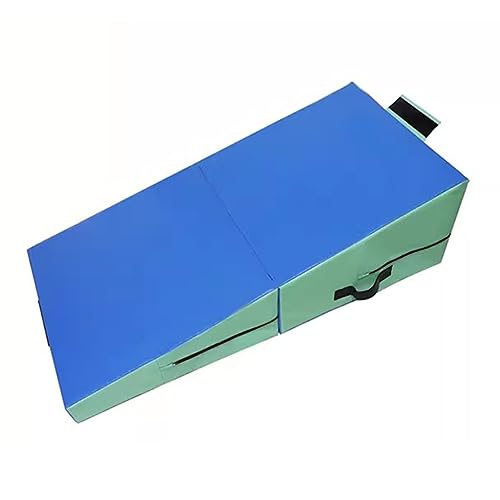 Tumbling Mats - Incline Cheese Wedge, Foldable Gymnastics Mat with Carry Handle, Kids Play Skill Shape Block for Aerobics, Exercise, Sports & Outdoors Gym Mat ( Color : Blue , Size : 67.7x31.5x13.8in