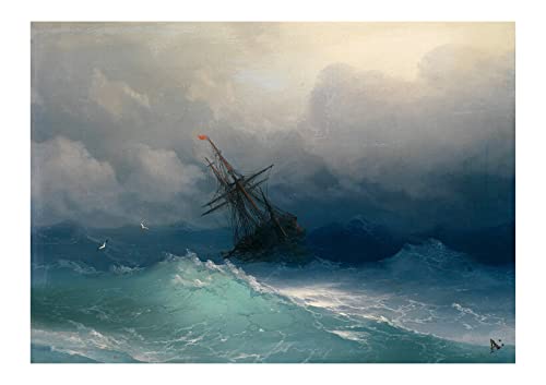 Bateau sur les mers orageuses tableau extra large pour salon élégant