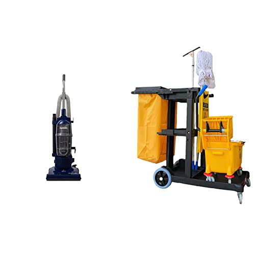 Image of Sanitaire Professional Bagless Upright Commercial Vacuum with Tools, SL4410A and Simpli-Magic 79191 Janitorial Cart, Commercial, Black