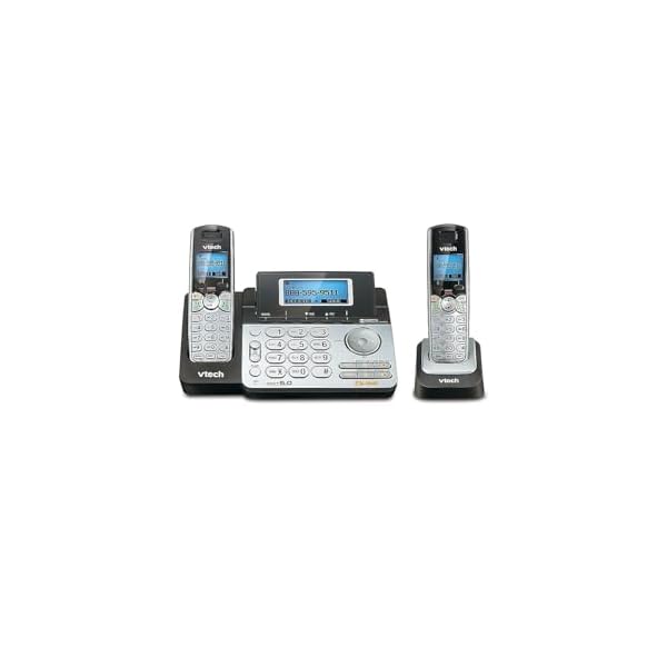 VTech DS6151-2 2 Handset 2-Line Cordless Phone System for Home or Small Business with Digital Answering System & Mailbox on each line, Silver