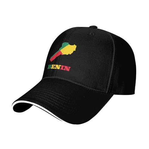 Melbrakin Casquette de Baseball avec Drapeau du Bénin et Carte du Bénin pour Hommes et Femmes