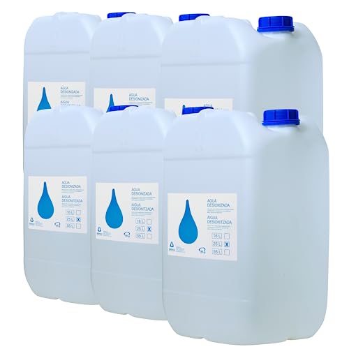 ADESCO S/A Agua Desionizada 25L para CPAP Autoclave Planchas Baterías Laboratorio Limpieza Técnica Sin Cal Bidón de 25 litros (6)