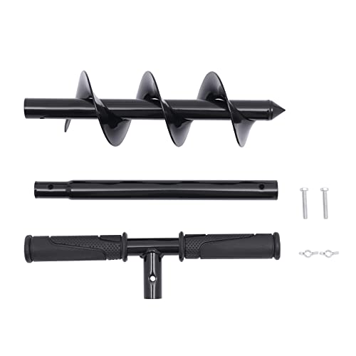 BRICZUNA Hand Post Hole Digger Garden Auger Drill, T Shaped 4\"*24\" 7.9\"*31\" Garden Auger Spiral Drill Bit, for Deep Cultivating Seedlings Planting Trees (4\"*24\") - Thumbnail 5