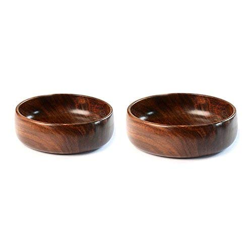 FashionFrame Pure Sheesham Wooden Set of 2 Bowl Plain 5"6"