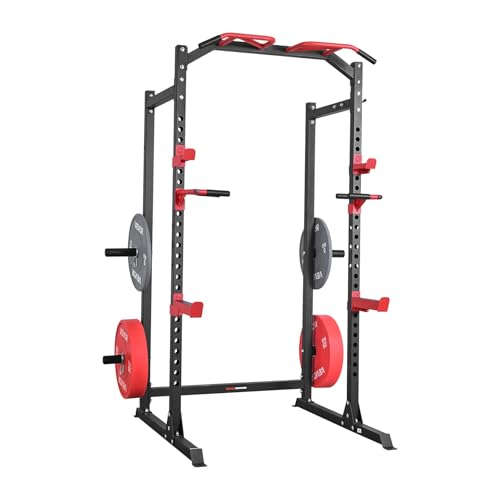 VEVOR Power Cage Power Rack, multifunktionales Squat-Rack mit Verstellbarer Höhe, Heimfitnessgerät für Krafttraining mit J-Haken & weiteren Fitnessaufsätzen für Bankdrücken Klimmzüge Dips