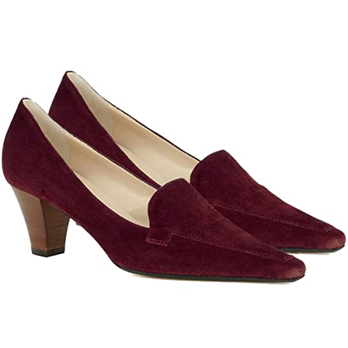 Image of LEHOOR Women Vintage Chunky Block Heel Pumps Shoes Square Pointed Toe Slip On Formal Office Work Business Loafers Shoes Suede Snakeskin Cone Heel Oxford Shoe Ladies Professional Chic Fall 4-11 M US