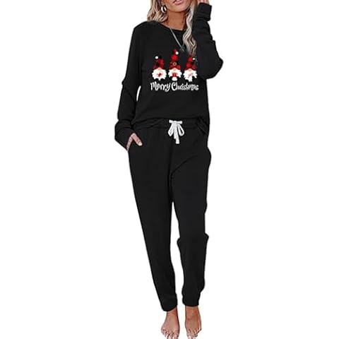 LEMOSEW Christmas Two Piece Pajamas Set Women Lounge Set Outfits Sweatsuit Sets Joggers Tracksuit Suits Cover