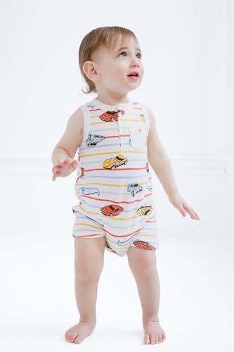 Hot Wheels Newborn Baby Boys 2 Pack Rompers Beige 6-9 Months - image 2