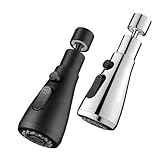 3 In 1 Kitchen Faucet Extender 360° Rotation Faucet Anti-Splash Boost Water Saving Tools Bathroom Replacement Spray Head(Sliver)