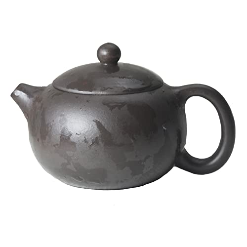 Image of Chinese Clay Teapot 6.7Oz Handmade Xishi Zisha Tea Pot Black Gold Sand Spherical Filter Kungfu Tea Set