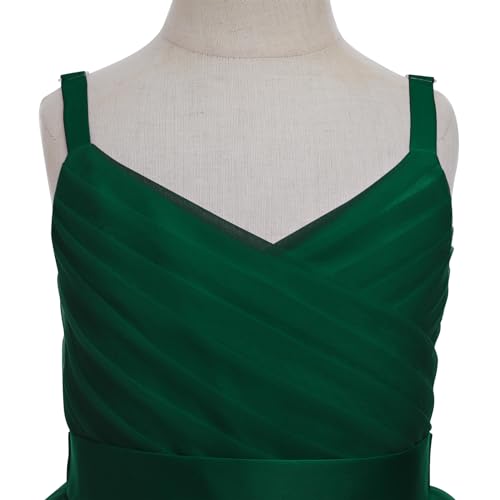 IBTOM CASTLE Girls' Special Occasion Dresses: Flower Tulle Graduation Dress Kids Long Wedding Pageant Masquerade Formal Prom Dresses Princess Birthday Party Ball Gown Emerald Green 9 Years - Thumbnail 2