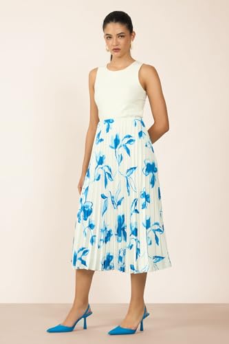 VIRGIO Satin Rescued Printed Accordian Midi Skirt4