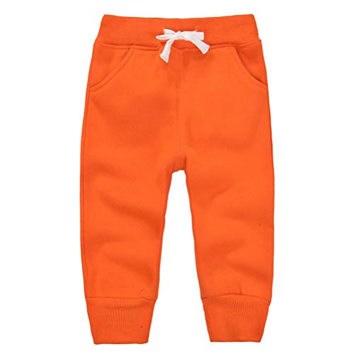 EUFANCE Unisex Niños Cintura elástica Algodón Pantalones cálidos Pantalones de bebé Pantalones 1-5 años Naranja 2años