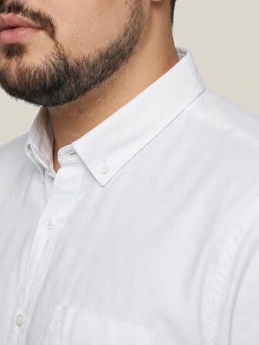 Image of Urbano Plus Men's Cotton Full Sleeve Regular Fit Solid Oxford Shirt with Button-Down Collar