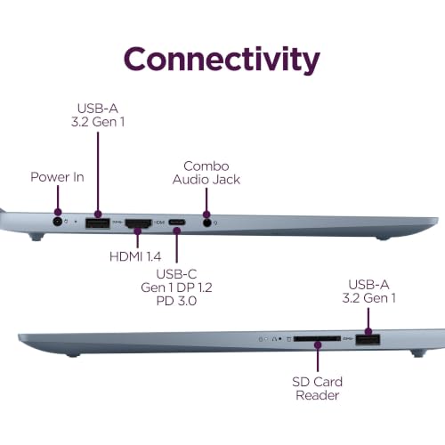 Image of Lenovo 15.6 inch FHD Laptop, 8GB LPDDR5, 128GB Storage, Microsoft 365 Personal