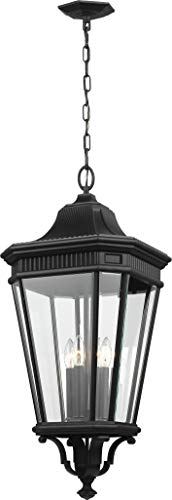 Limited Stock Feiss OL5414BK Cotswold Lane Outdoor Lighting Pendant Lantern, Black, 4-Light (14"W x 31"H) 240watts