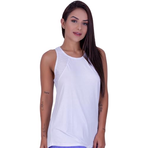 Kit 2 Regata Feminina Academia Blusa Fitness Viscolycra (M, Lilás/Branco)