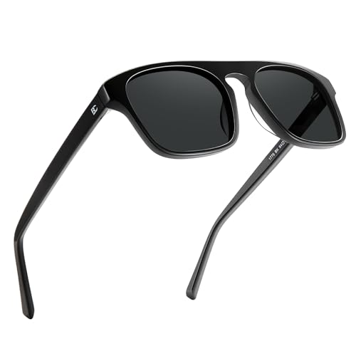 Image of BIRCEN Mens Acetate Polarized Sunglasses: Retro Square Sun Glasses UV400 Protection Anti-Glare Shades for Driving Travel