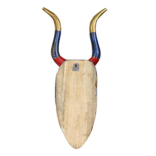 Image of THE COCOTIER Nandi-Inspired Beauty: Multicolor Hand-Painted Cow Head Crafted in 3D Embossing, Reddish Orange Base Cow Head, Animal Head Wall Hanging.